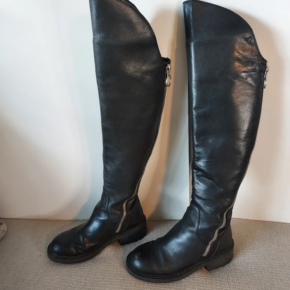 ASH Seven Leather Over The knee Zippered Boots-size 6